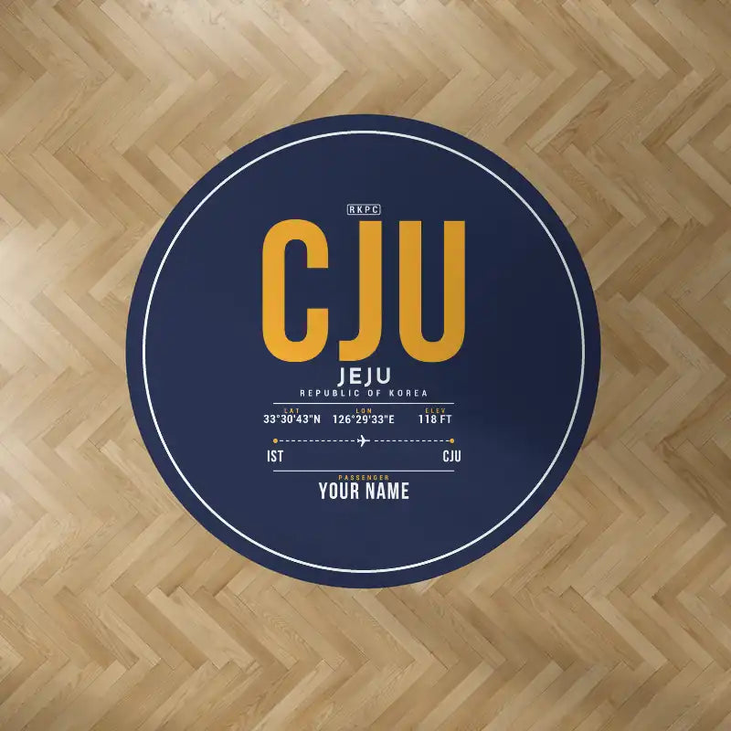 Jeju International Airport (CJU) Carpets - Carpet Round - ID Tag + Name - Dark Blue V2