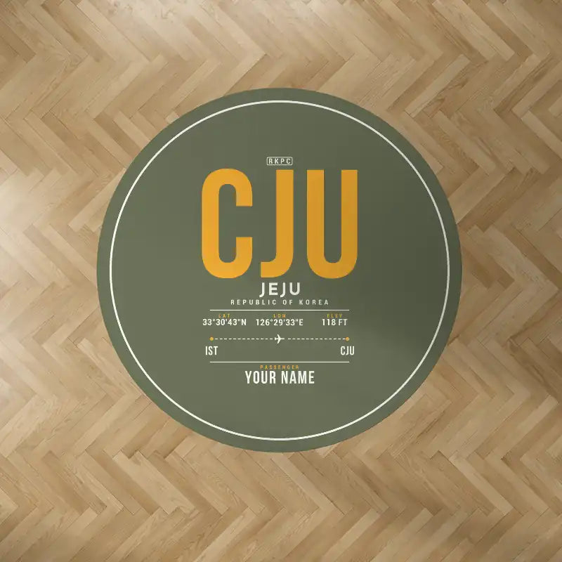 Jeju International Airport (CJU) Carpets - Carpet Round - ID Tag + Name - Green Army V2