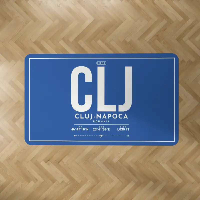 Avram Iancu Cluj International Airport (CLJ) Carpets - Carpet Rectangle - ID Tag - Blue V2