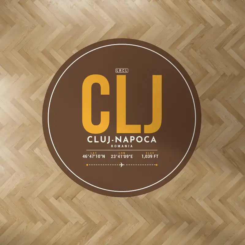 Avram Iancu Cluj International Airport (CLJ) Carpets - Carpet Round - ID Tag - Brown V2