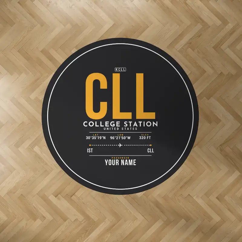 Easterwood Airport (CLL) Carpets - Carpet Round - ID Tag + Name - Black V2
