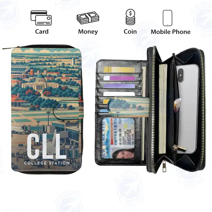 Easterwood Airport (CLL) Leather Wallets - Zip Long Wallet - Scene