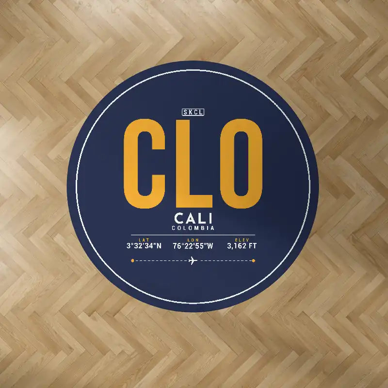 Alfonso Bonilla Aragon International Airport (CLO) Carpets - Carpet Round - ID Tag - Dark Blue