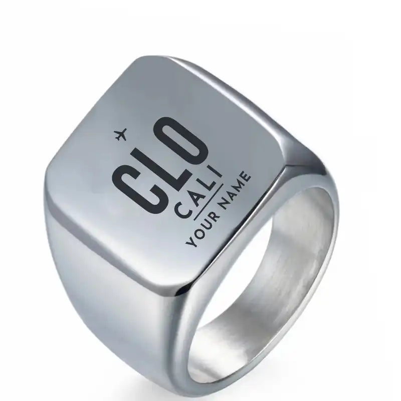 Alfonso Bonilla Aragon International Airport (CLO) Rings - Ring - Silver + Name