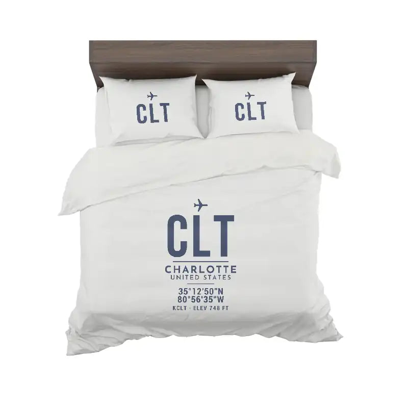 Charlotte Douglas International Airport (CLT) Bedding Sets & Blankets - Bedding Set - ID Tag - White