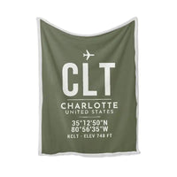 Thumbnail for Charlotte Douglas International Airport (CLT) Bedding Sets & Blankets - Blanket - ID Tag - Green Army