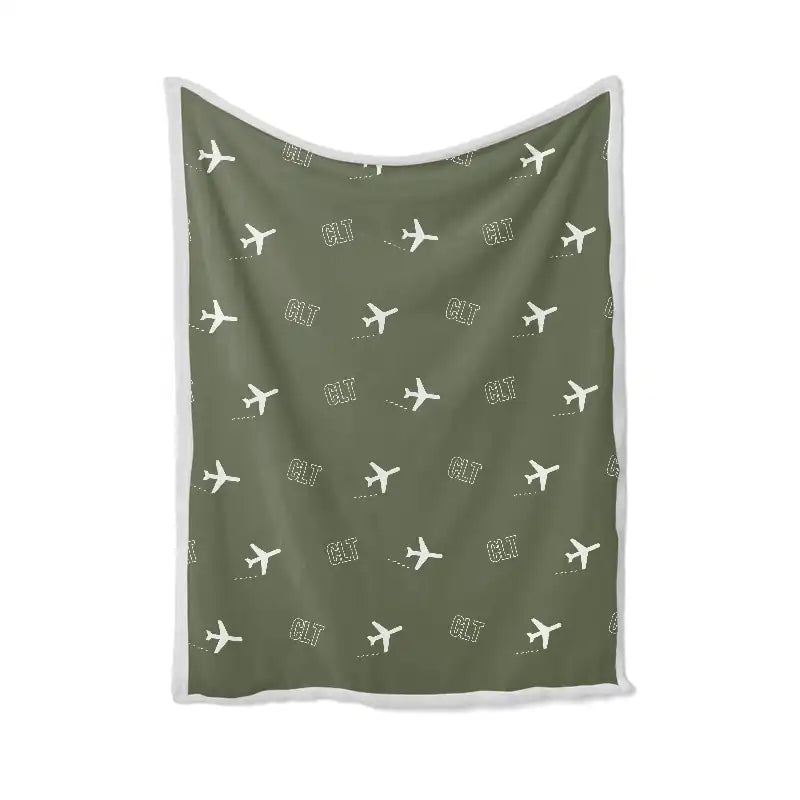 Charlotte Douglas International Airport (CLT) Bedding Sets & Blankets - Blanket - Pattern - Green Army