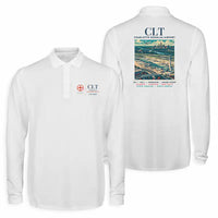 Thumbnail for Charlotte Douglas International Airport (CLT) Premium Polo T-Shirts - Poster - Long Sleeve - White