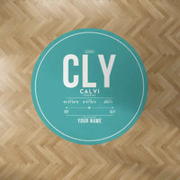 Thumbnail for Calvi - Sainte-Catherine Airport (CLY) Carpets - Carpet Round - ID Tag + Name - Turquoise V2