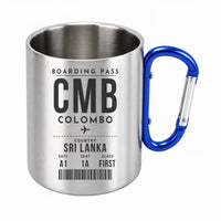 Thumbnail for Bandaranaike International Airport Colombo (CMB) Stainless Steel Mugs - Boarding Pass - Outdoors Mug - Blue