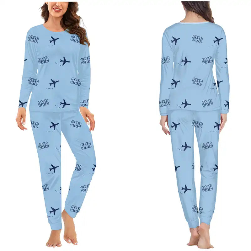 Bandaranaike International Airport Colombo (CMB) Pajamas - Women Pajamas - Light Blue