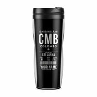 Thumbnail for Bandaranaike International Airport Colombo (CMB) Travel Mugs - Boarding Pass + Name - Plastic (No Holder) - Black
