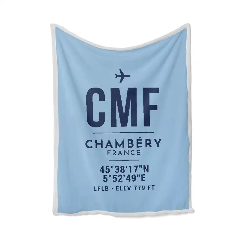 Chambéry-Savoie Airport (CMF) Bedding Sets & Blankets - Blanket - ID Tag - Light Blue