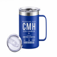 Thumbnail for John Glenn Columbus International Airport (CMH) Stainless Steel Mugs - Boarding Pass - Stainless Steel Mug - 24 oz / 700ML - Blue