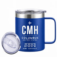 Thumbnail for John Glenn Columbus International Airport (CMH) Stainless Steel Mugs - ID Tag - Stainless Steel Mug - 14 oz / 400ML - Blue