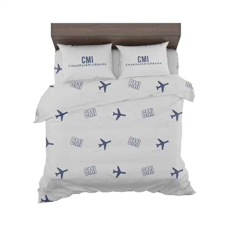 University of Illinois Willard Airport (CMI) Bedding Sets & Blankets - Bedding Set - Pattern - Light Gray
