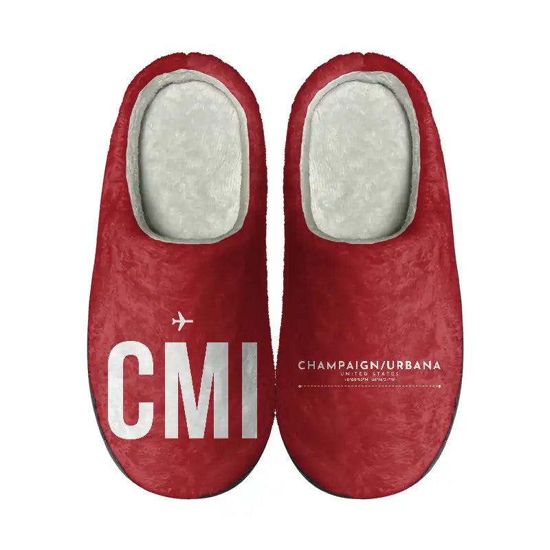 University of Illinois Willard Airport (CMI) Slippers & Flip Flops - Slippers - Cotton - Code - Different - Red