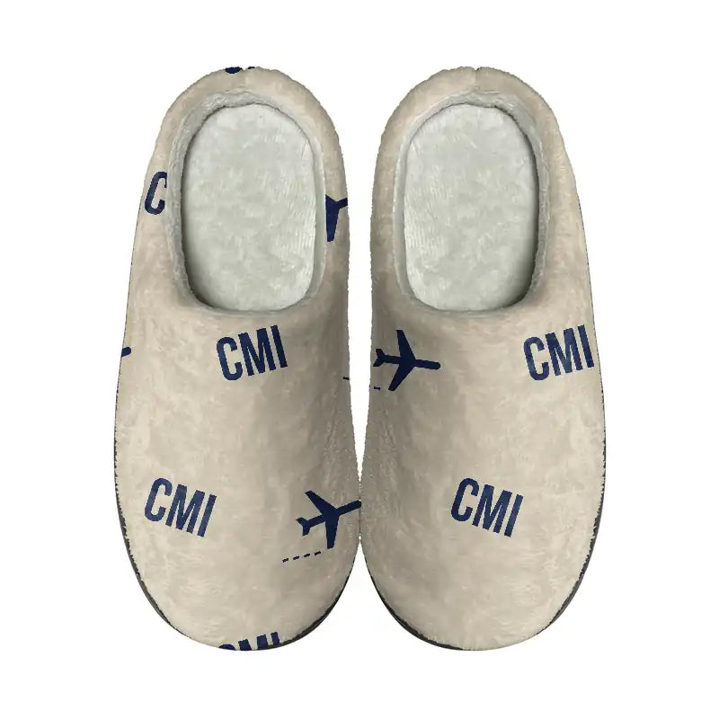 University of Illinois Willard Airport (CMI) Slippers & Flip Flops - Slippers - Cotton - Pattern - Beige
