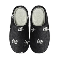 Thumbnail for University of Illinois Willard Airport (CMI) Slippers & Flip Flops - Slippers - Cotton - Pattern - Black