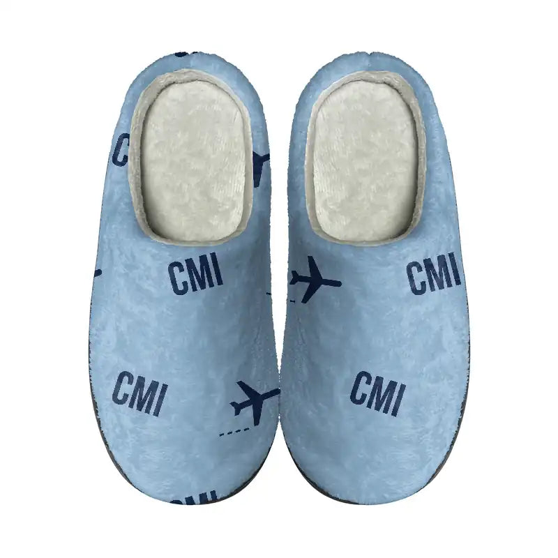University of Illinois Willard Airport (CMI) Slippers & Flip Flops - Slippers - Cotton - Pattern - Light Blue