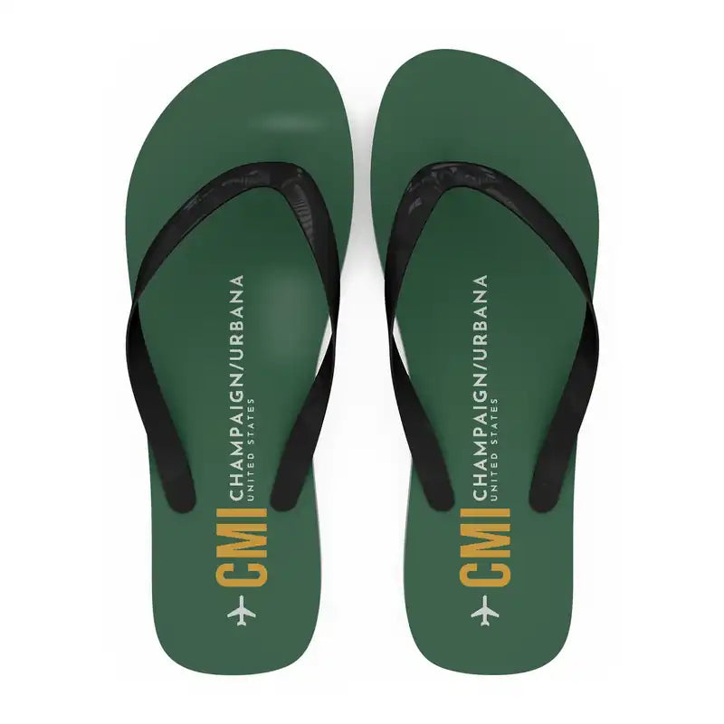 University of Illinois Willard Airport (CMI) Slippers & Flip Flops - Slippers - Flip Flops - Code - Green
