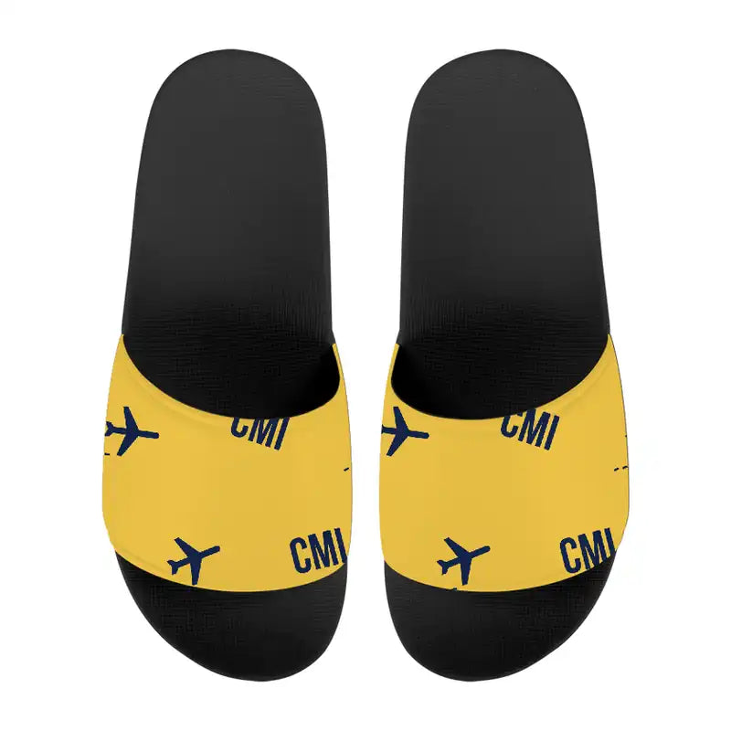 University of Illinois Willard Airport (CMI) Slippers & Flip Flops - Slippers - Sport - Pattern - Yellow
