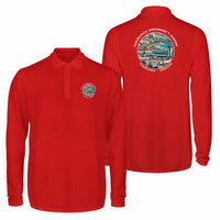 Thumbnail for Casablanca Mohammed V International Airport (CMN) Premium Polo T-Shirts - Badge - Long Sleeve - Red