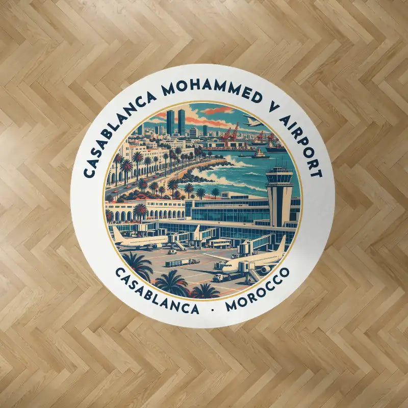 Casablanca Mohammed V International Airport (CMN) Carpets - Carpet Round - Badge - White V2