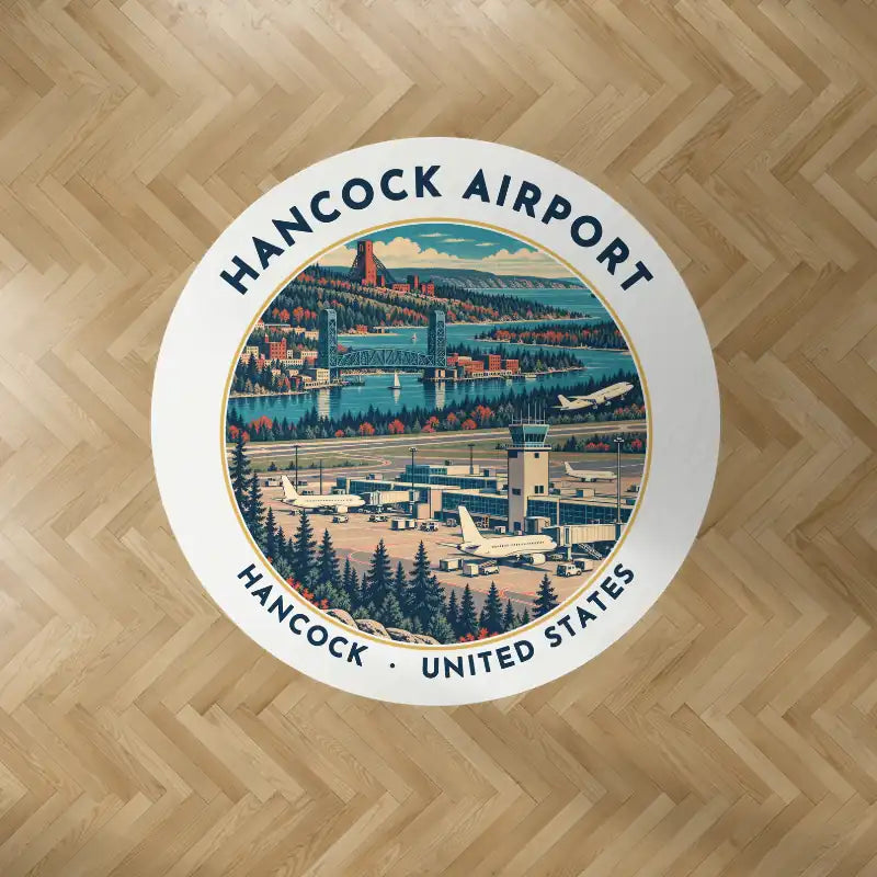 Houghton County Memorial Airport (CMX) Carpets - Carpet Round - Badge - White V2