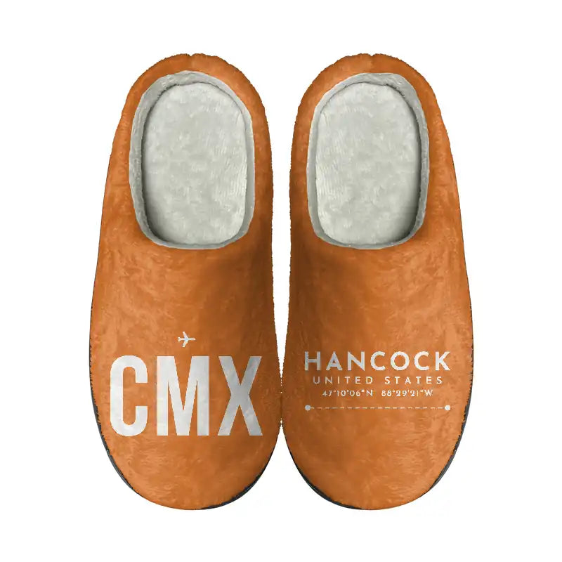Houghton County Memorial Airport (CMX) Slippers & Flip Flops - Slippers - Cotton - Code - Different - Orange