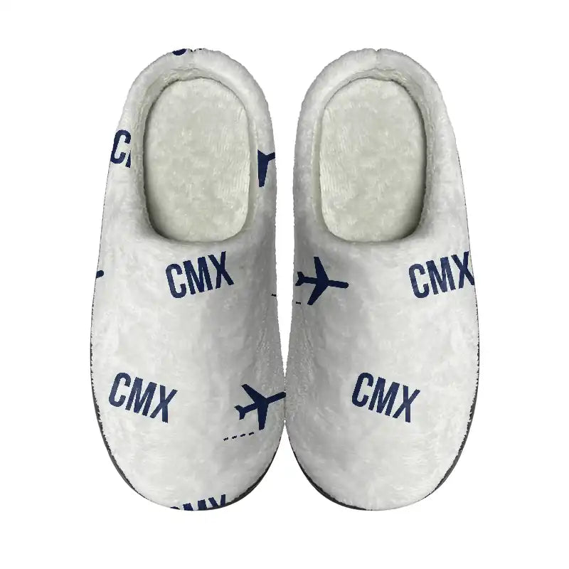 Houghton County Memorial Airport (CMX) Slippers & Flip Flops - Slippers - Cotton - Pattern - White