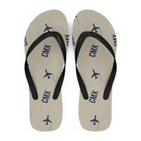Thumbnail for Houghton County Memorial Airport (CMX) Slippers & Flip Flops - Slippers - Flip Flops - Pattern - Beige