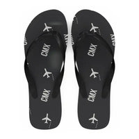 Thumbnail for Houghton County Memorial Airport (CMX) Slippers & Flip Flops - Slippers - Flip Flops - Pattern - Black