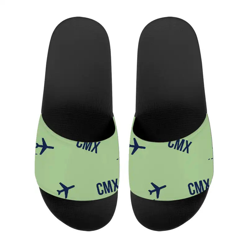 Houghton County Memorial Airport (CMX) Slippers & Flip Flops - Slippers - Sport - Pattern - Light Green