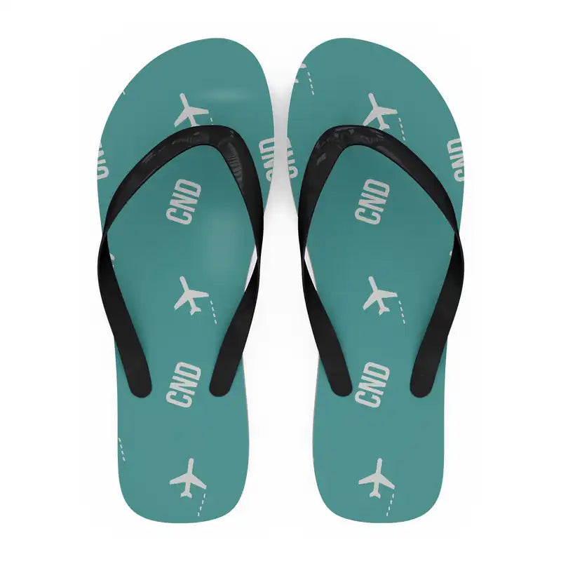 Constanta Mihail Kogalniceanu Airport (CND) Slippers & Flip Flops - Slippers - Flip Flops - Pattern - Turquoise
