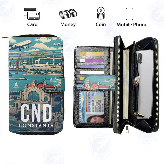 Constanta Mihail Kogalniceanu Airport (CND) Leather Wallets - Zip Long Wallet - Scene