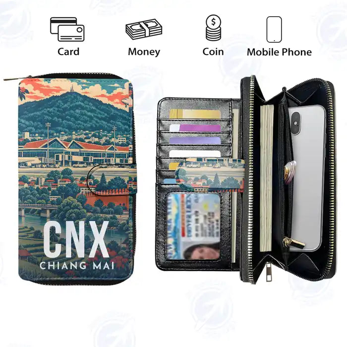 Chiang Mai International Airport (CNX) Leather Wallets - Zip Long Wallet - Scene