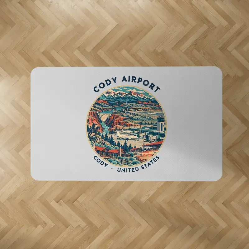 Yellowstone Regional Airport (COD) Carpets - Carpet Rectangle - Badge - Light Gray V2