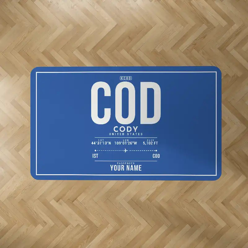 Yellowstone Regional Airport (COD) Carpets - Carpet Rectangle - ID Tag + Name - Blue V2