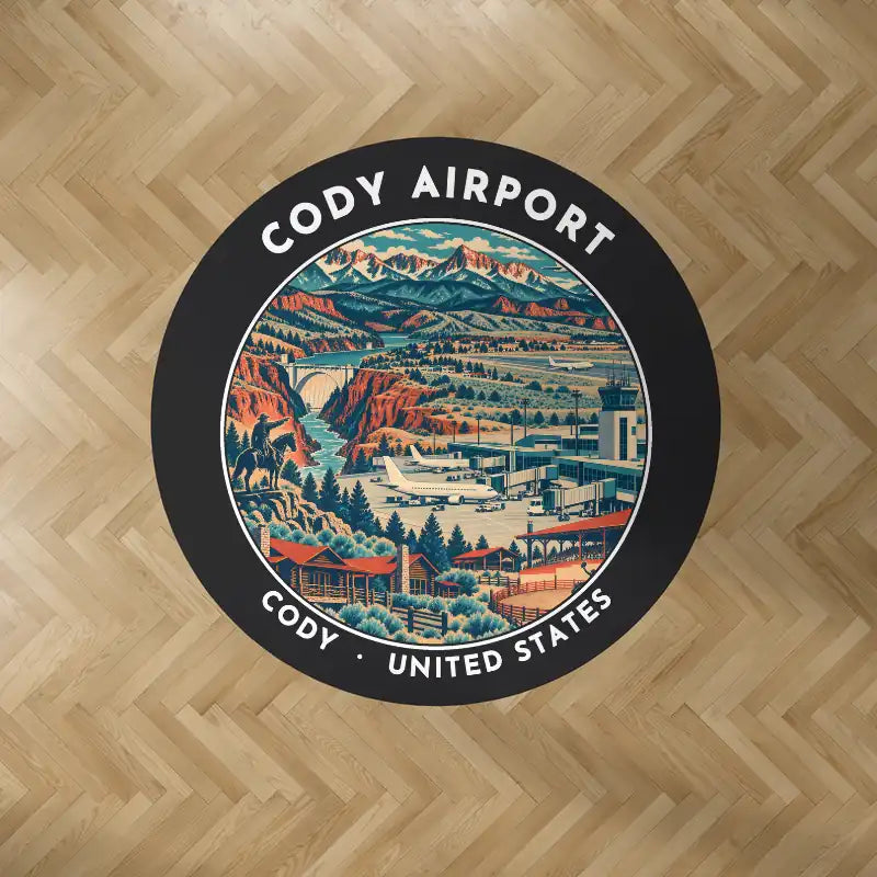 Yellowstone Regional Airport (COD) Carpets - Carpet Round - Badge - Black V2
