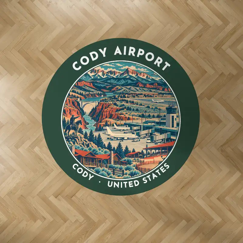 Yellowstone Regional Airport (COD) Carpets - Carpet Round - Badge - Dark Green V2