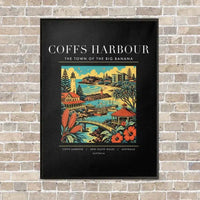 Thumbnail for COFFS HARBOUR - Poster - Canvas Framed - Black