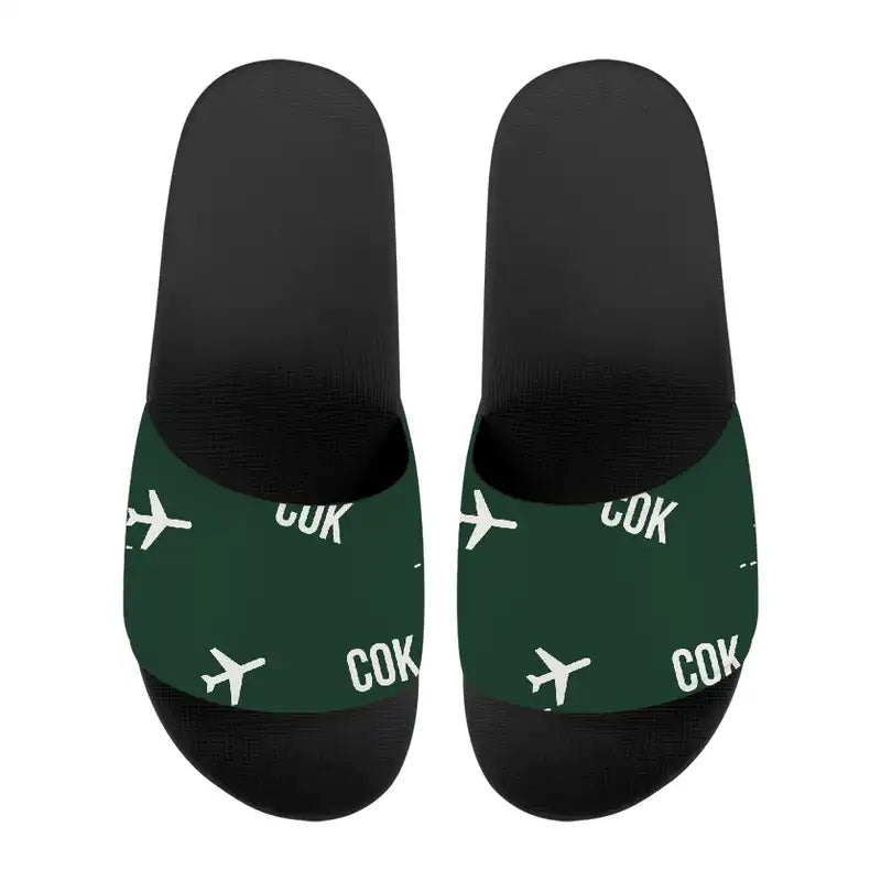 Cochin International Airport Kochi (COK) Slippers & Flip Flops - Slippers - Sport - Pattern - Dark Green