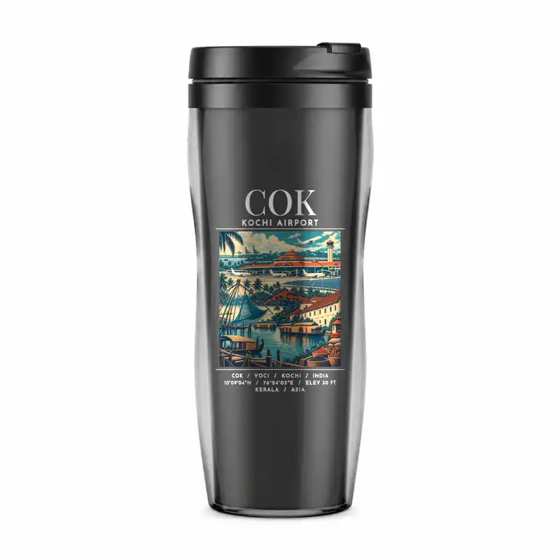 Cochin International Airport Kochi (COK) Travel Mugs - Poster - Plastic (No Holder) - Gray