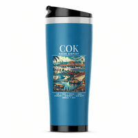 Thumbnail for Cochin International Airport Kochi (COK) Travel Mugs - Poster - Stainless Steel (No Holder) - Light Blue