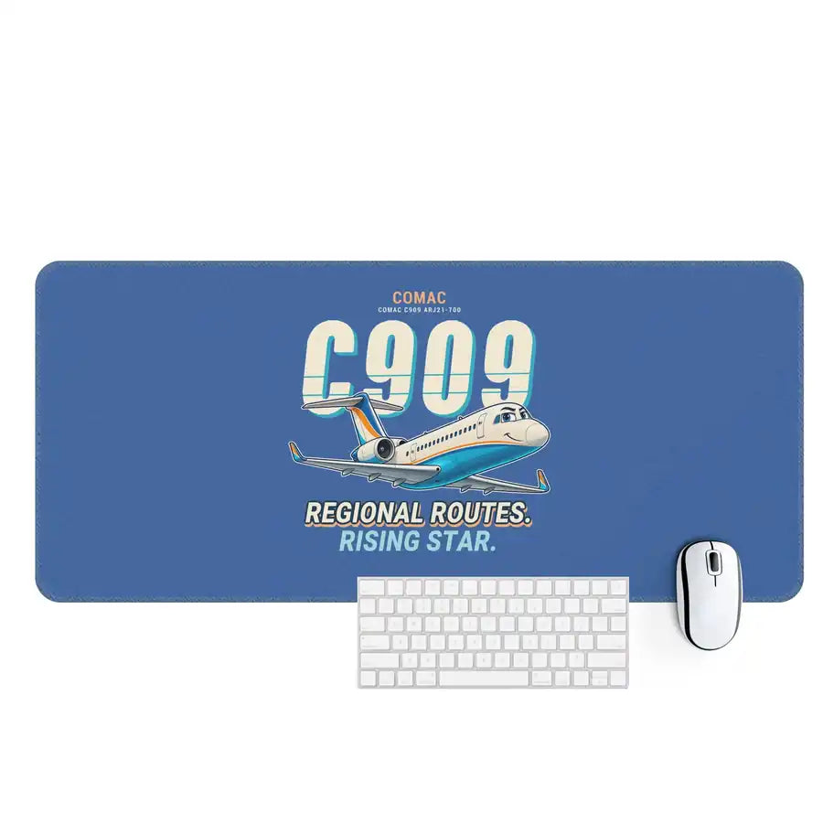 COMAC C909 ARJ21-700 - Cartoon - Desk Mat - Blue