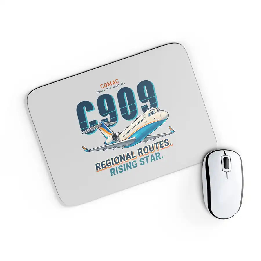COMAC C909 ARJ21-700 - Cartoon - Mouse Pad - Light Gray