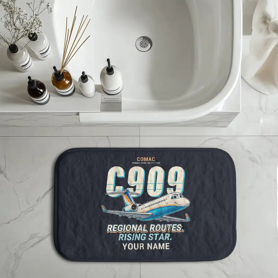 COMAC C909 ARJ21-700 - Cartoon + Name - Bath Mat