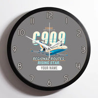 Thumbnail for COMAC C909 ARJ21-700 - Cartoon + Name - Framed - Gray
