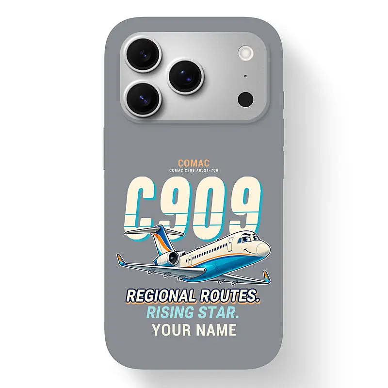 COMAC C909 ARJ21-700 - Cartoon + Name - MagSafe iPhone 17 Pro - Gray